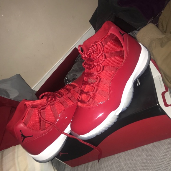 red glossy jordans